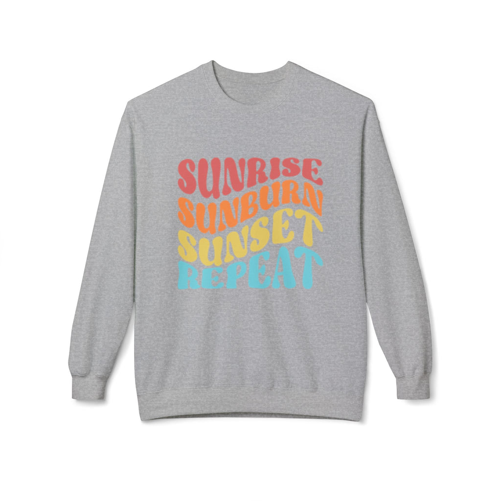Sunrise Sunburn Sunset Repeat Sweatshirt — Retro Beach Vibes Crewneck