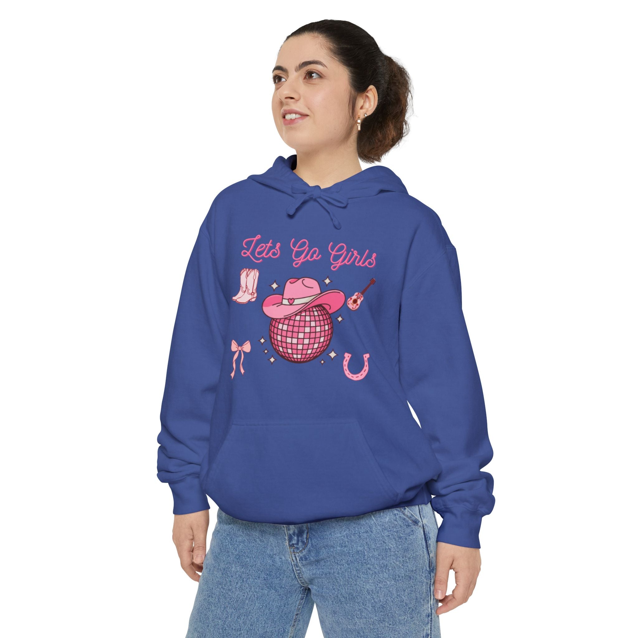 Let’s Go Cowgirls Hoodie — Pink Western Rodeo Graphic
