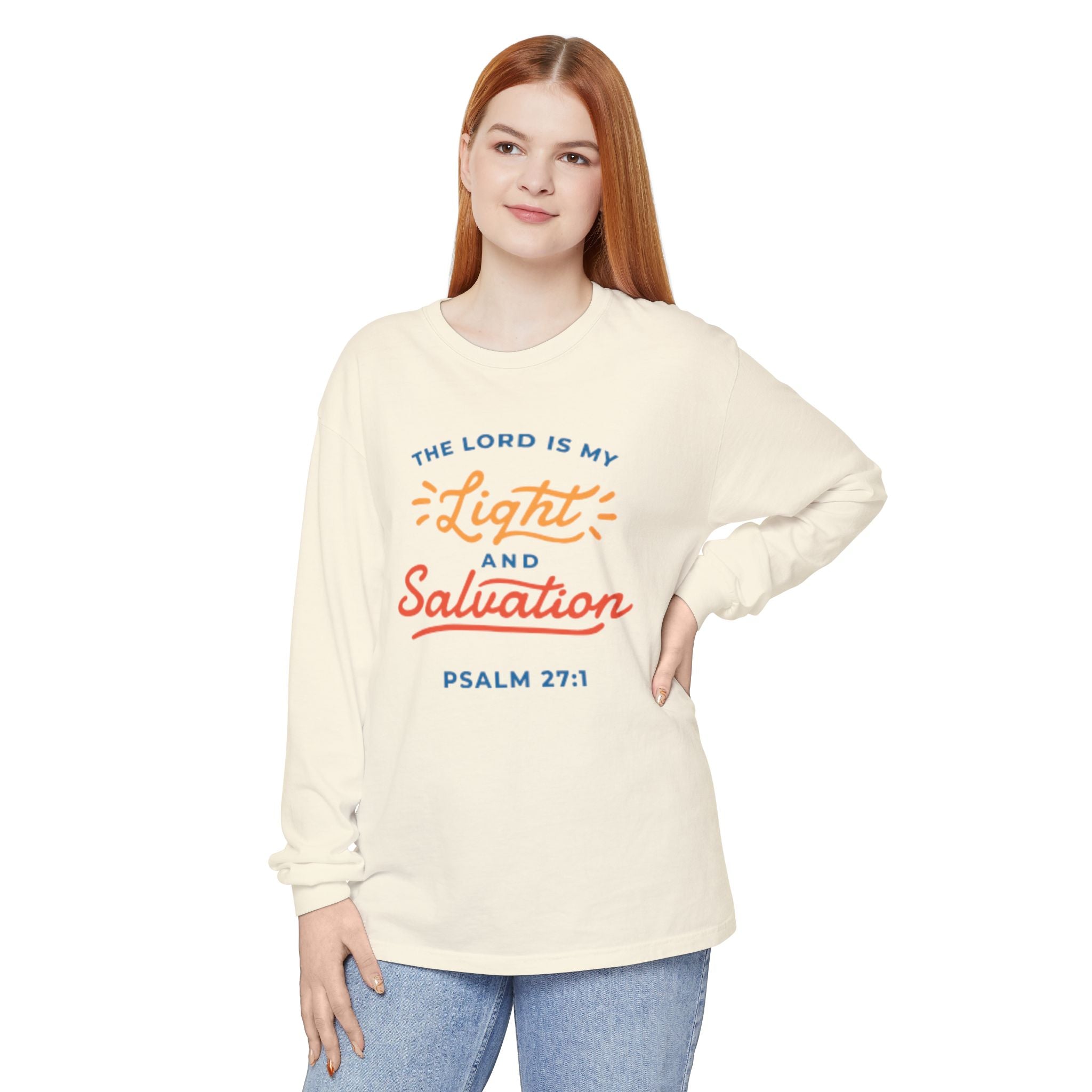 Psalm 27:1 'The Lord Is My Light and Salvation' Long Sleeve Tee