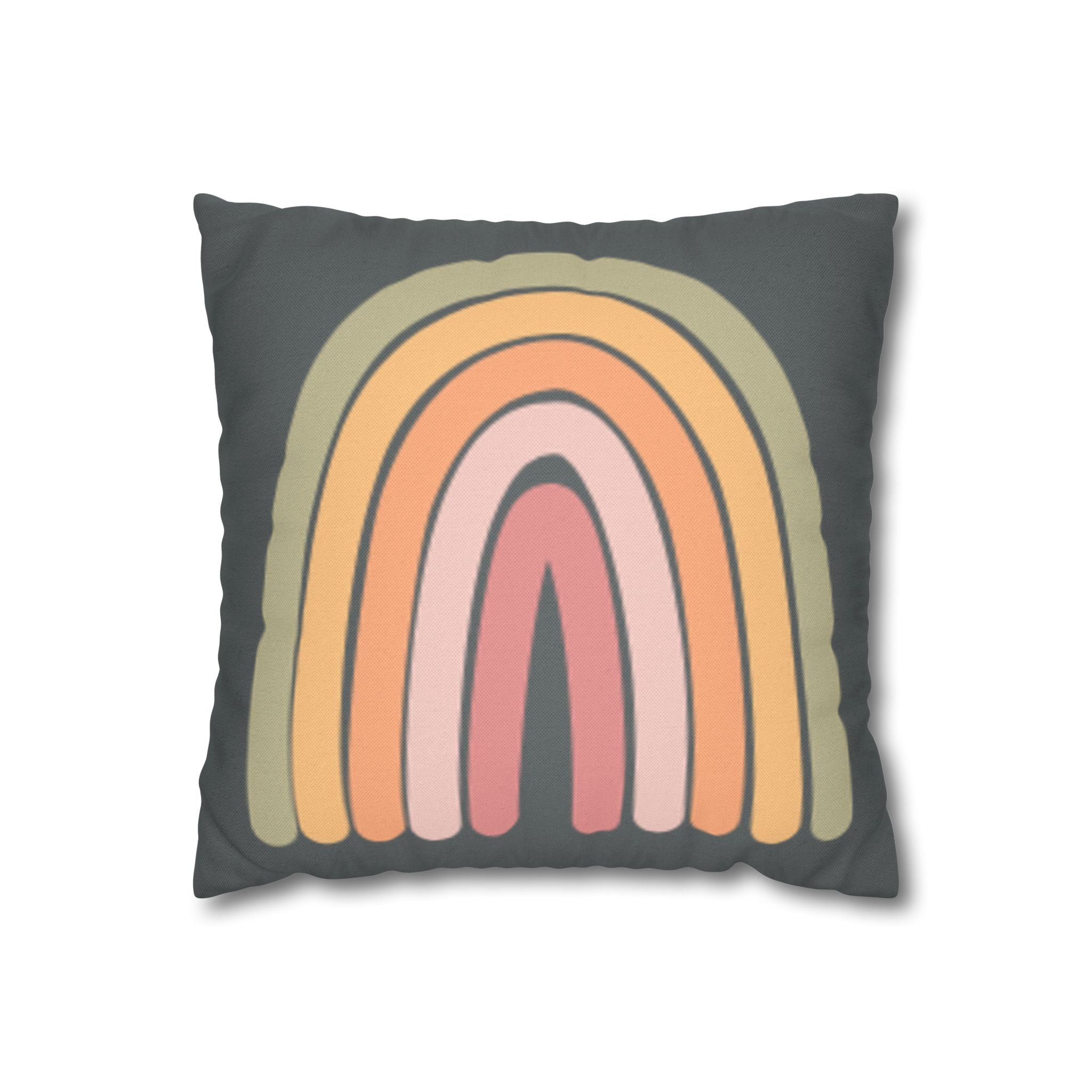Retro Pastel Rainbow Pillow Cover — Boho Decorative Square Pillowcase