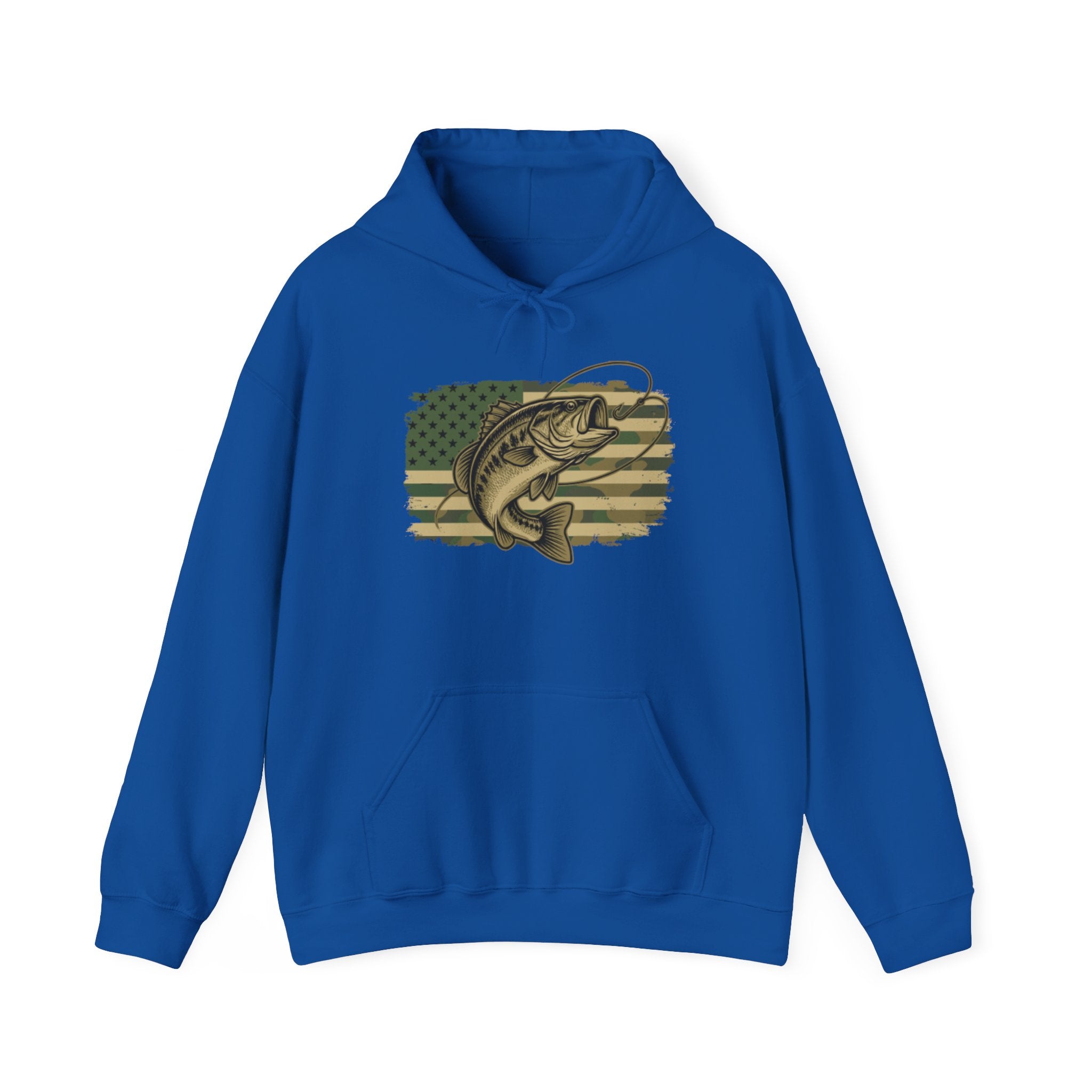 Fishing Bass Hoodie — American Flag Largemouth Bass Pullover