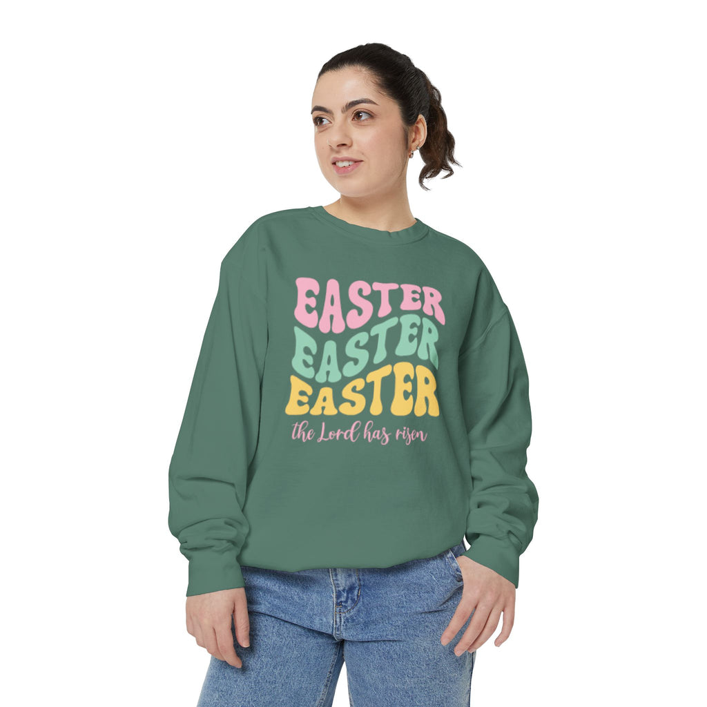 Easter Retro Graphic Sweatshirt — "Easter Easter Easter" Pastel Holiday Pullover