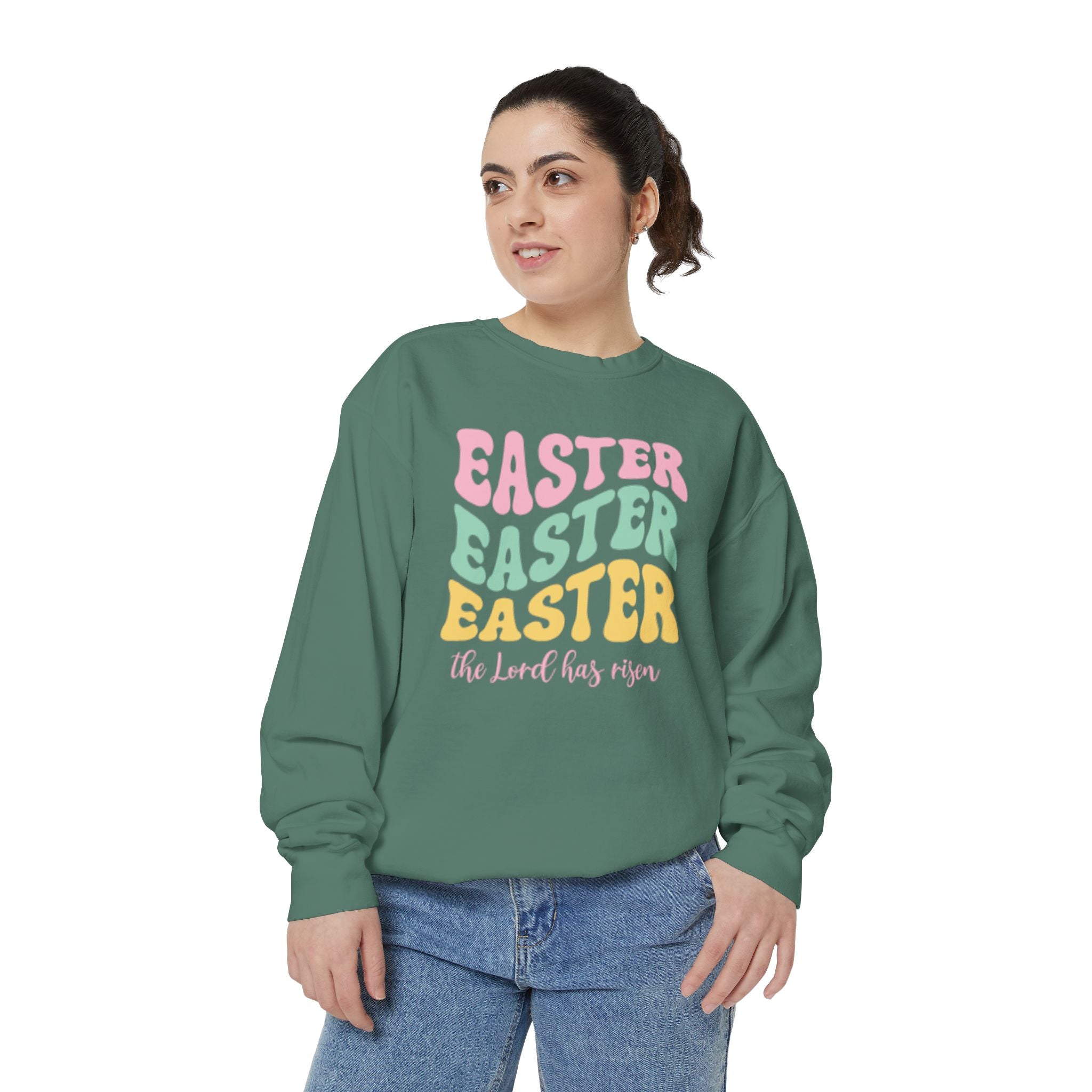 Easter Retro Graphic Sweatshirt — "Easter Easter Easter" Pastel Holiday Pullover