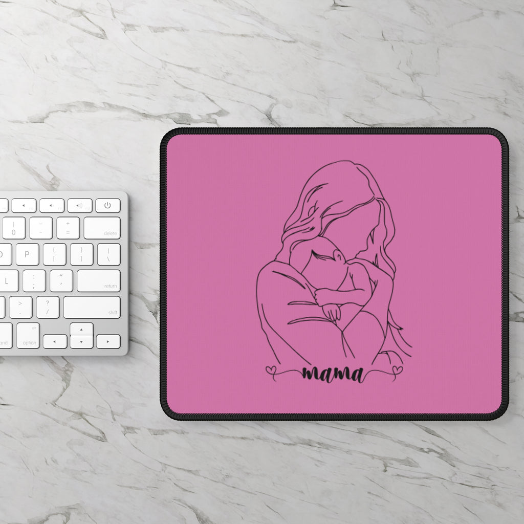 Mama Mom & Baby Gaming Mouse Pad — Pink Heartline Motherhood Desk Mat