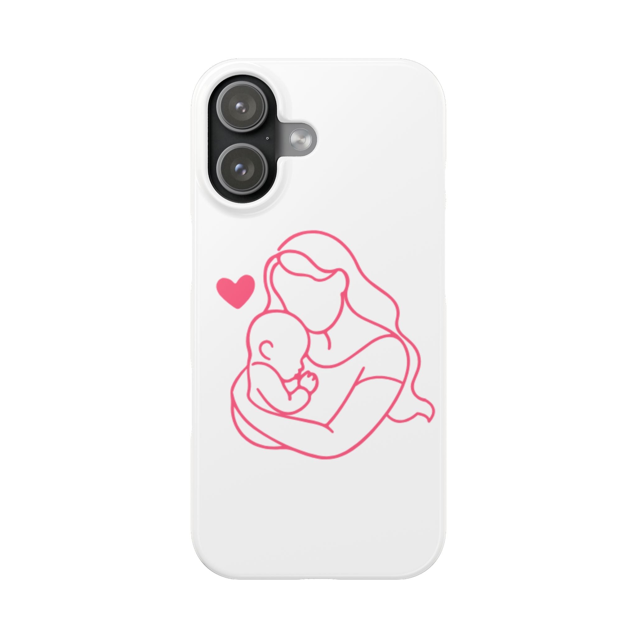 Slim Phone Case — Pink Mother & Baby Outline Design (Mother’s Day Gift)