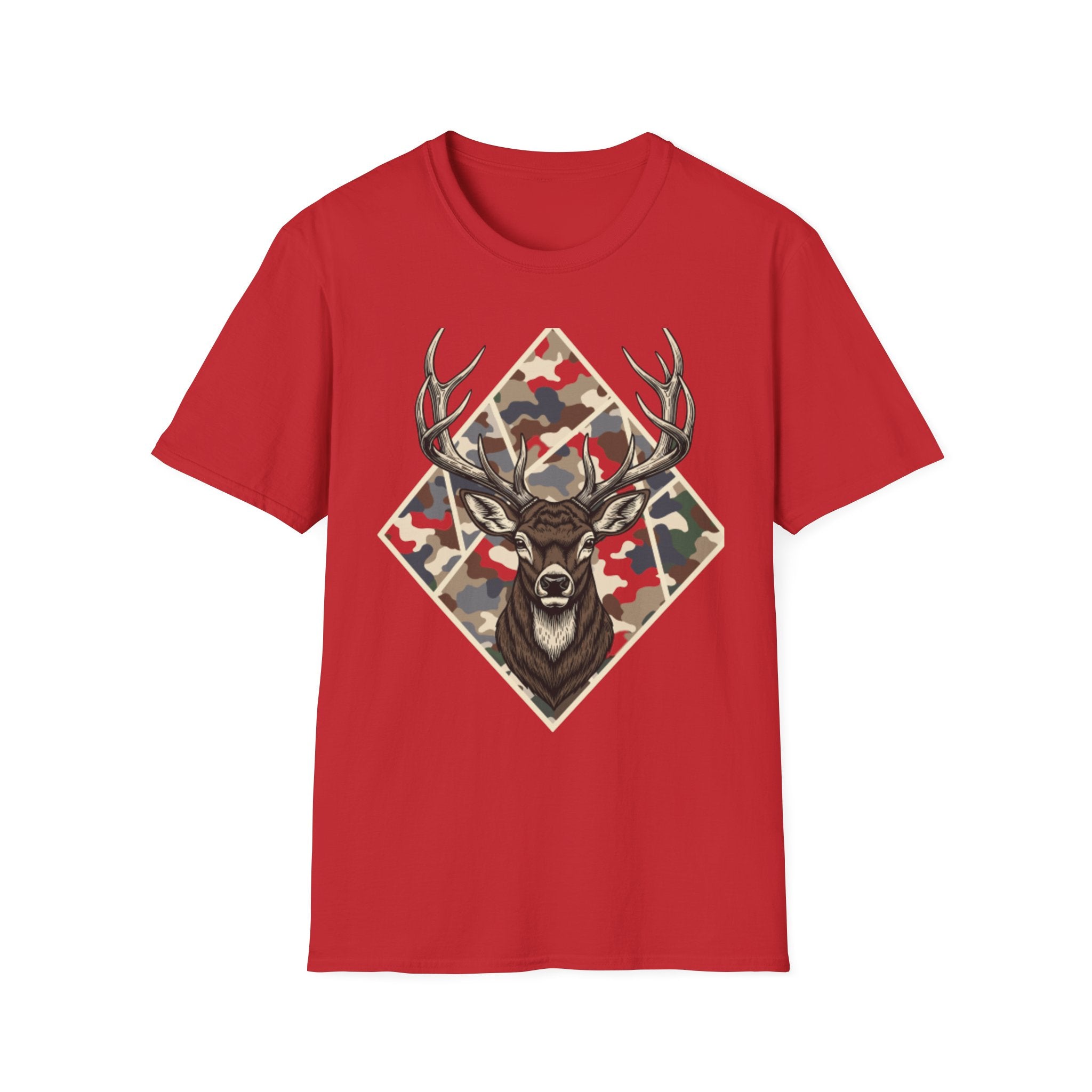 Deer Head Camo T-Shirt — Rustic Hunting Graphic Tee