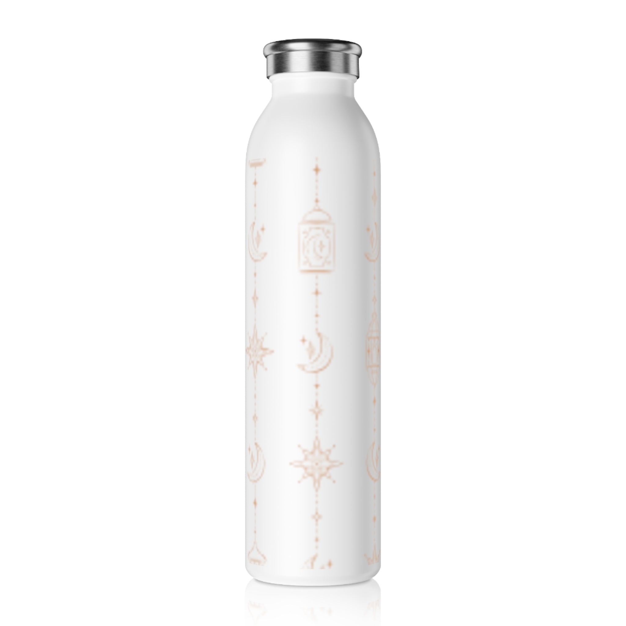 Celestial Lantern Slim Water Bottle — Minimal Moon & Star Pattern