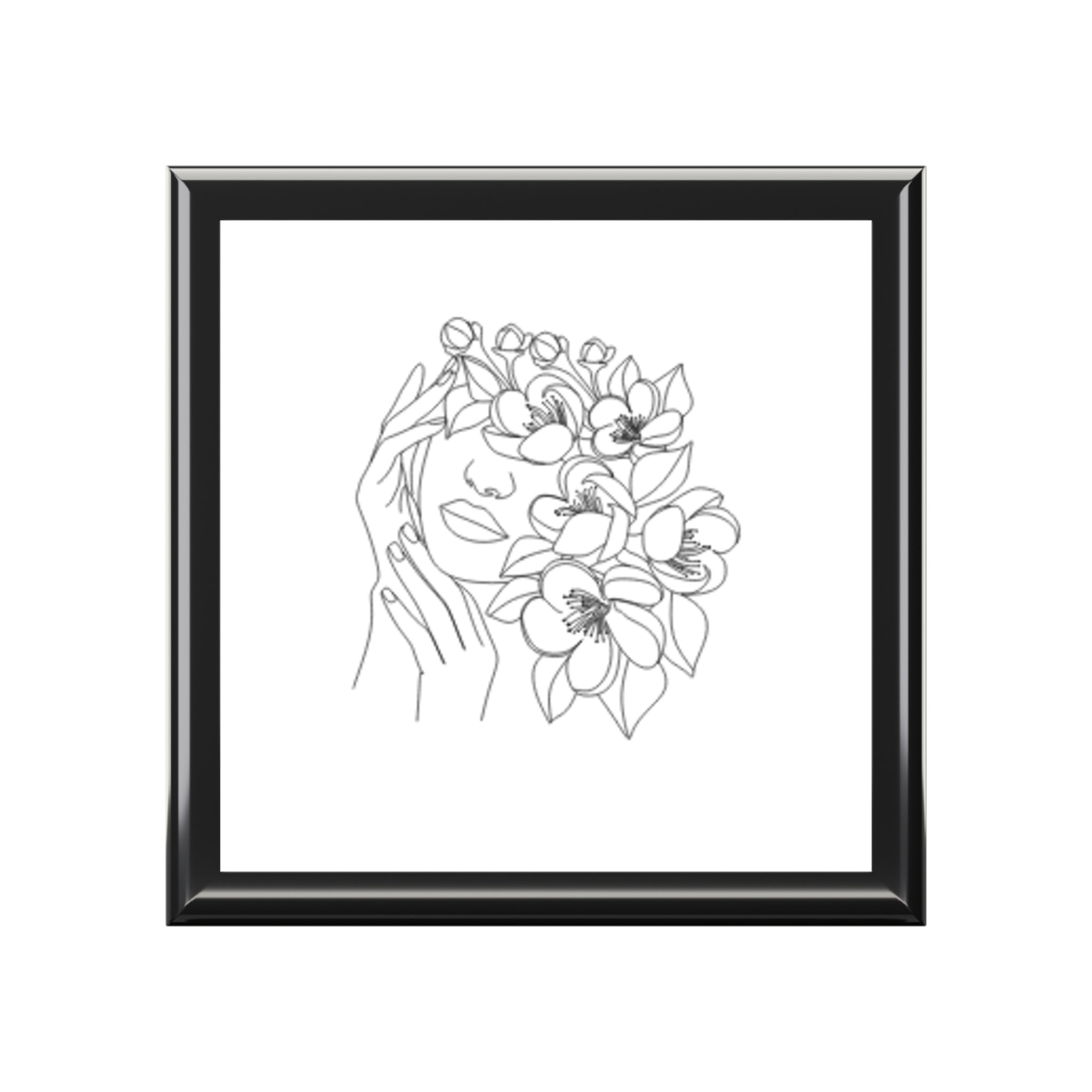 Floral Face Jewelry Box – Elegant Hand-Drawn Orchid Trinket Keeper