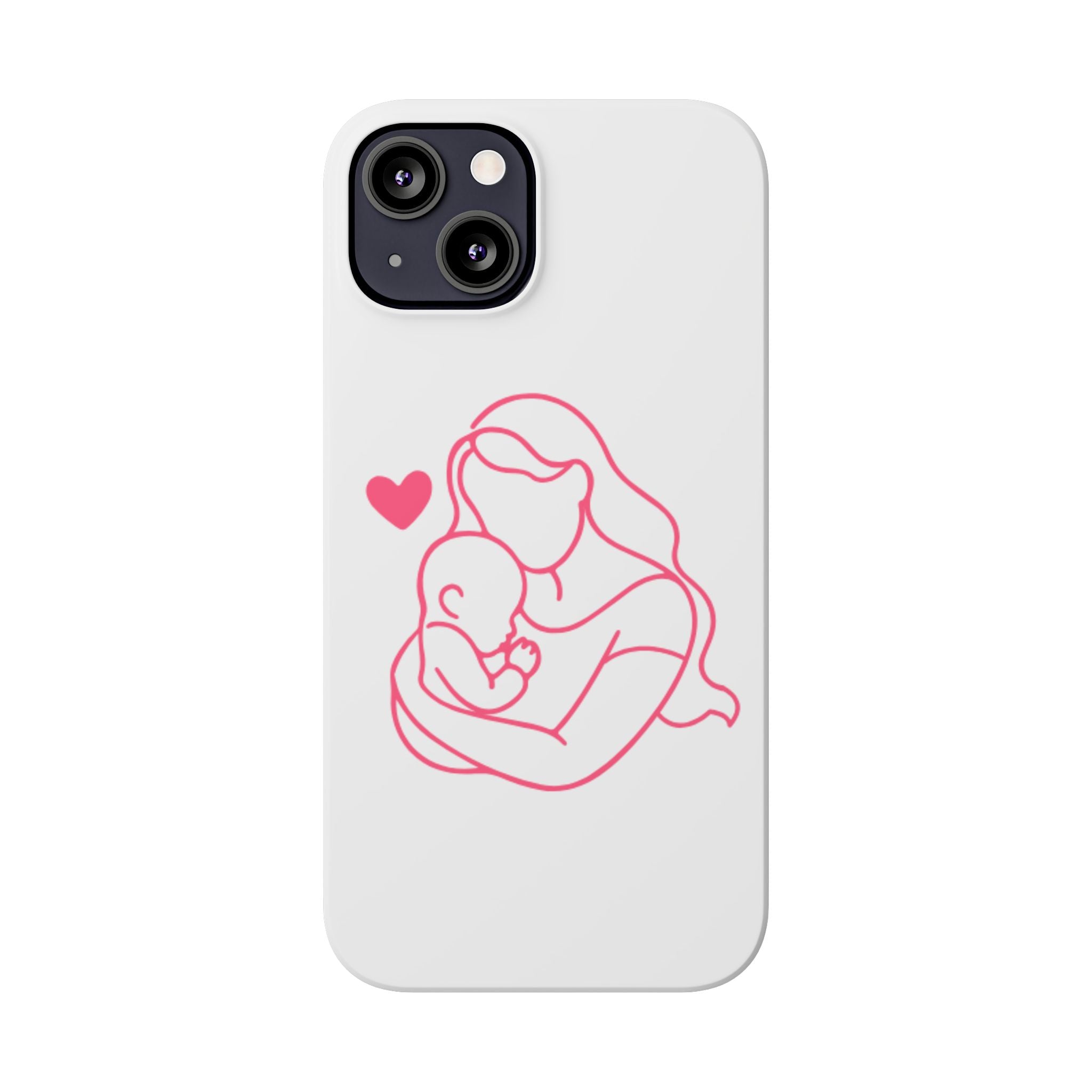Slim Phone Case — Pink Mother & Baby Outline Design (Mother’s Day Gift)