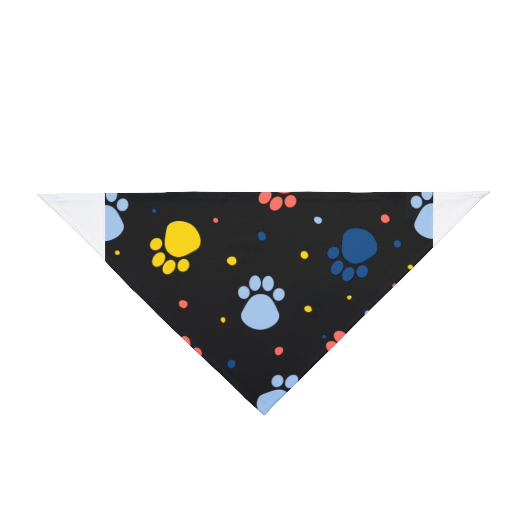 Paw Print Pet Bandana — Colorful Polka Dot Paws on Black