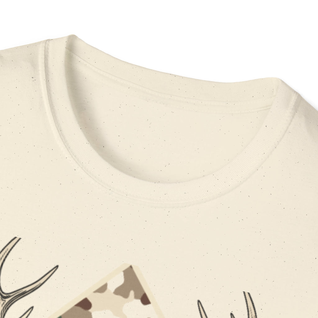 Deer Head Camo T-Shirt — Rustic Hunting Graphic Tee