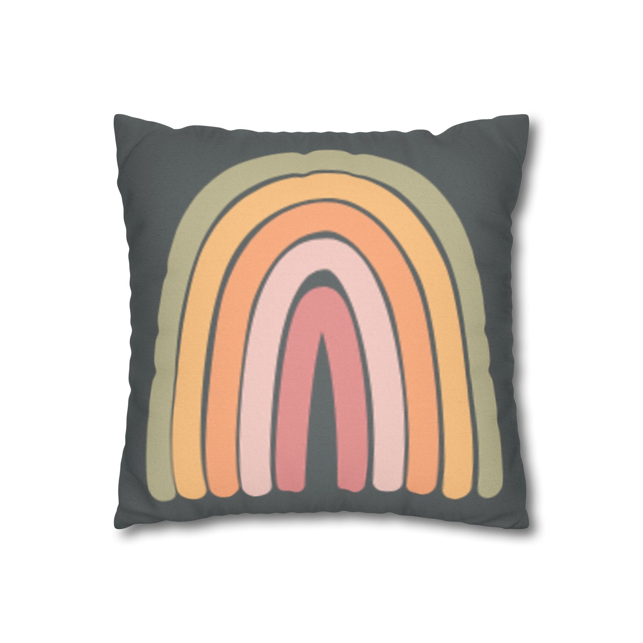 Retro Pastel Rainbow Pillow Cover — Boho Decorative Square Pillowcase