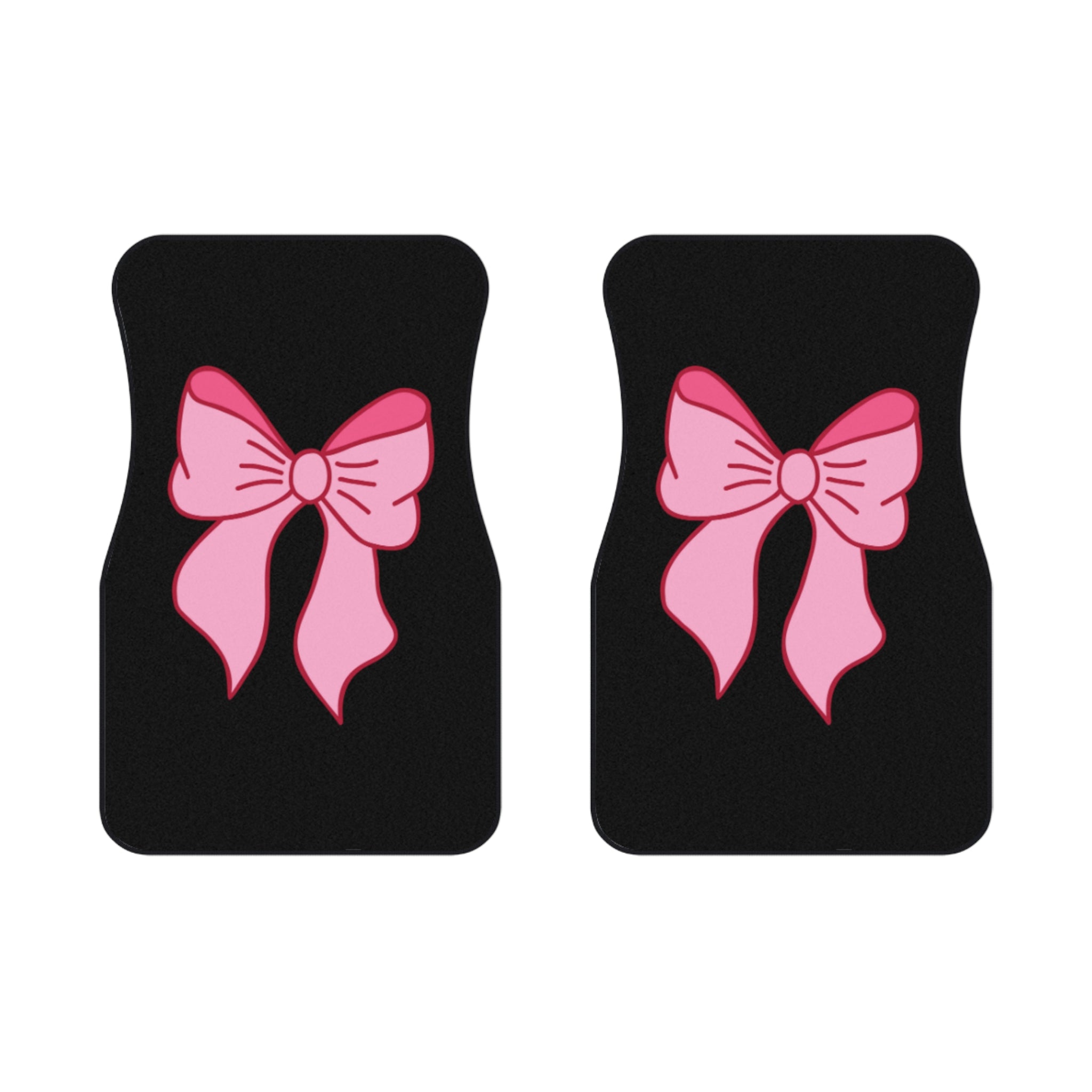 Pink Bow Car Mats — Decorative Front Floor Mats for Cute, Feminine Car Interiors