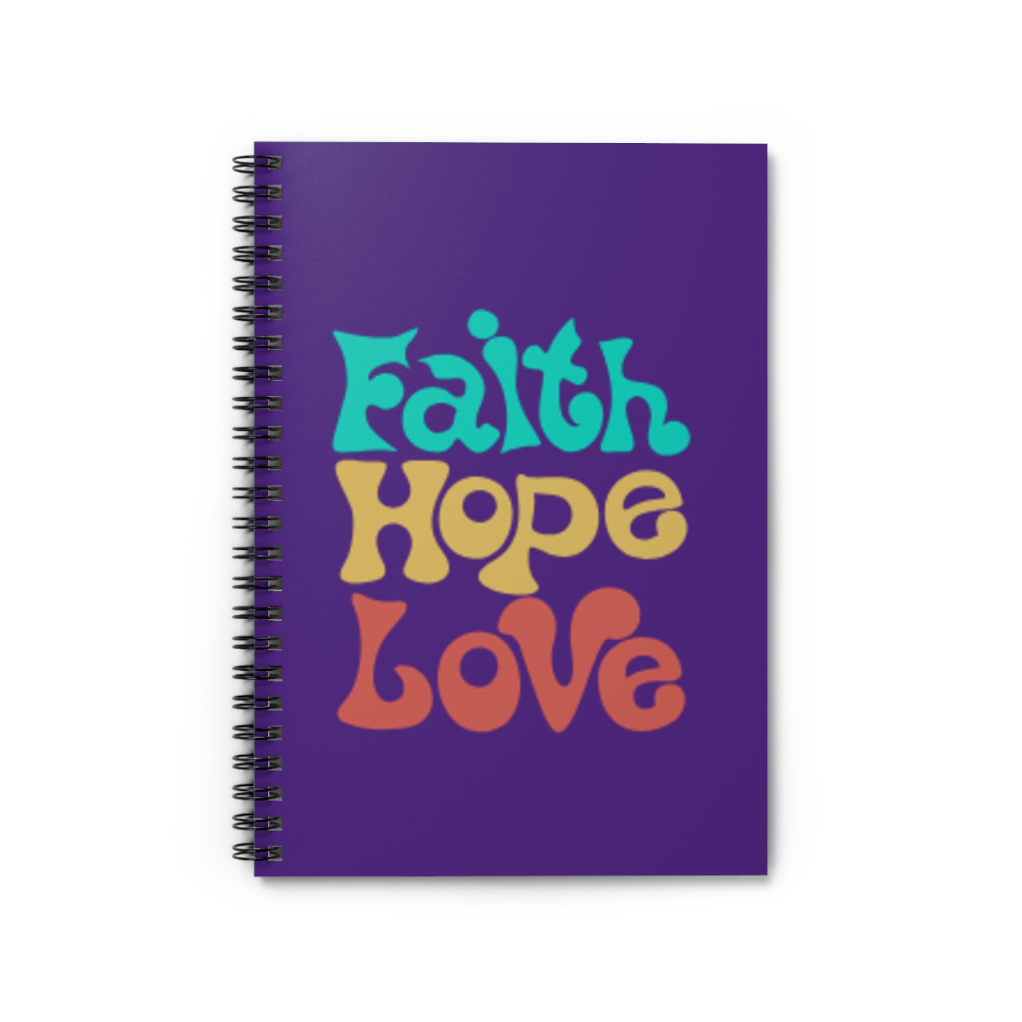 Faith Hope Love Spiral Notebook — Retro Groovy Ruled Journal