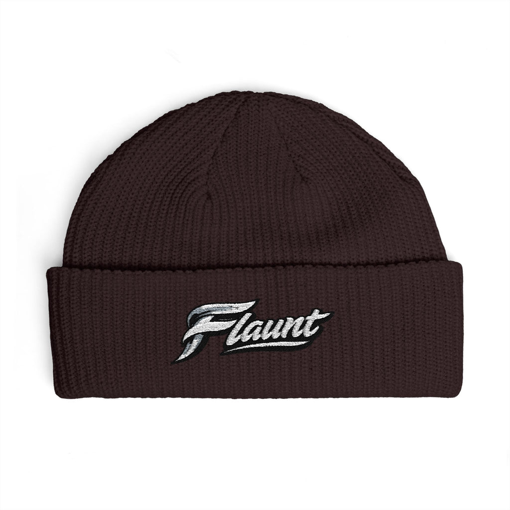 Embroidered ‘Flaunt’ Cuff Beanie — Cozy Knit Winter Hat
